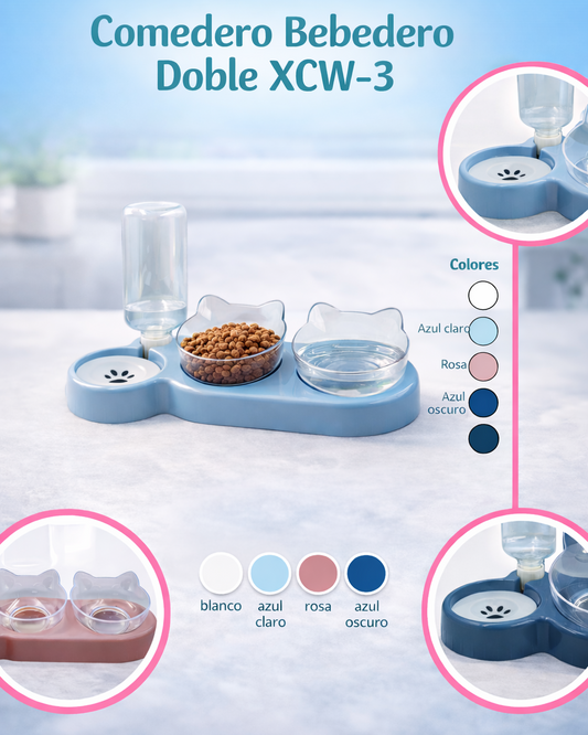 Comedero Doble Gato Alto Mascotas Bebede